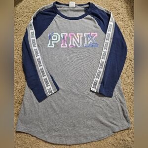 PINK Victoria's Secret Watercolor Spellout Quarter Sleeved Tee